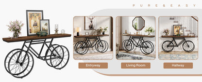 70.9-Inch Narrow Sofa Table with Bicycle Metal Base