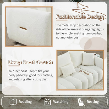 82" Upholstered 3-Seat Boucle Couch