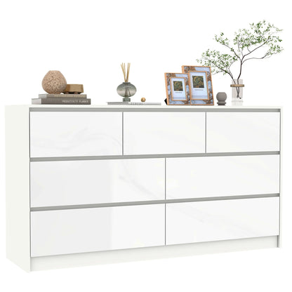7 Drawer 55 Inch Modern Dresser with High Gloss Drawers
