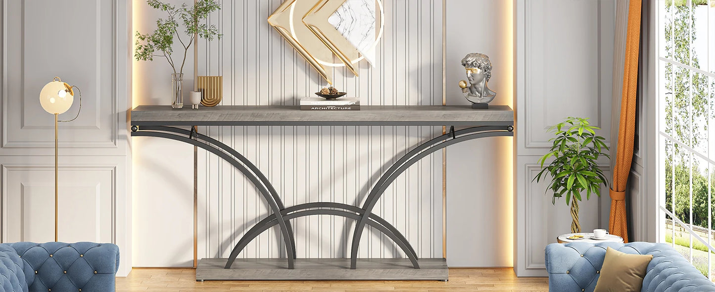 70.9 Inch Extra Long Gray Sofa Table for Entryway