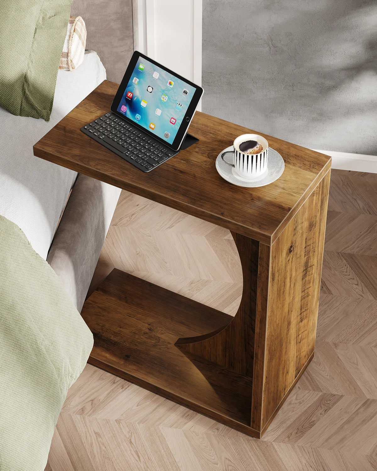 C-Shaped End Table for Sofa