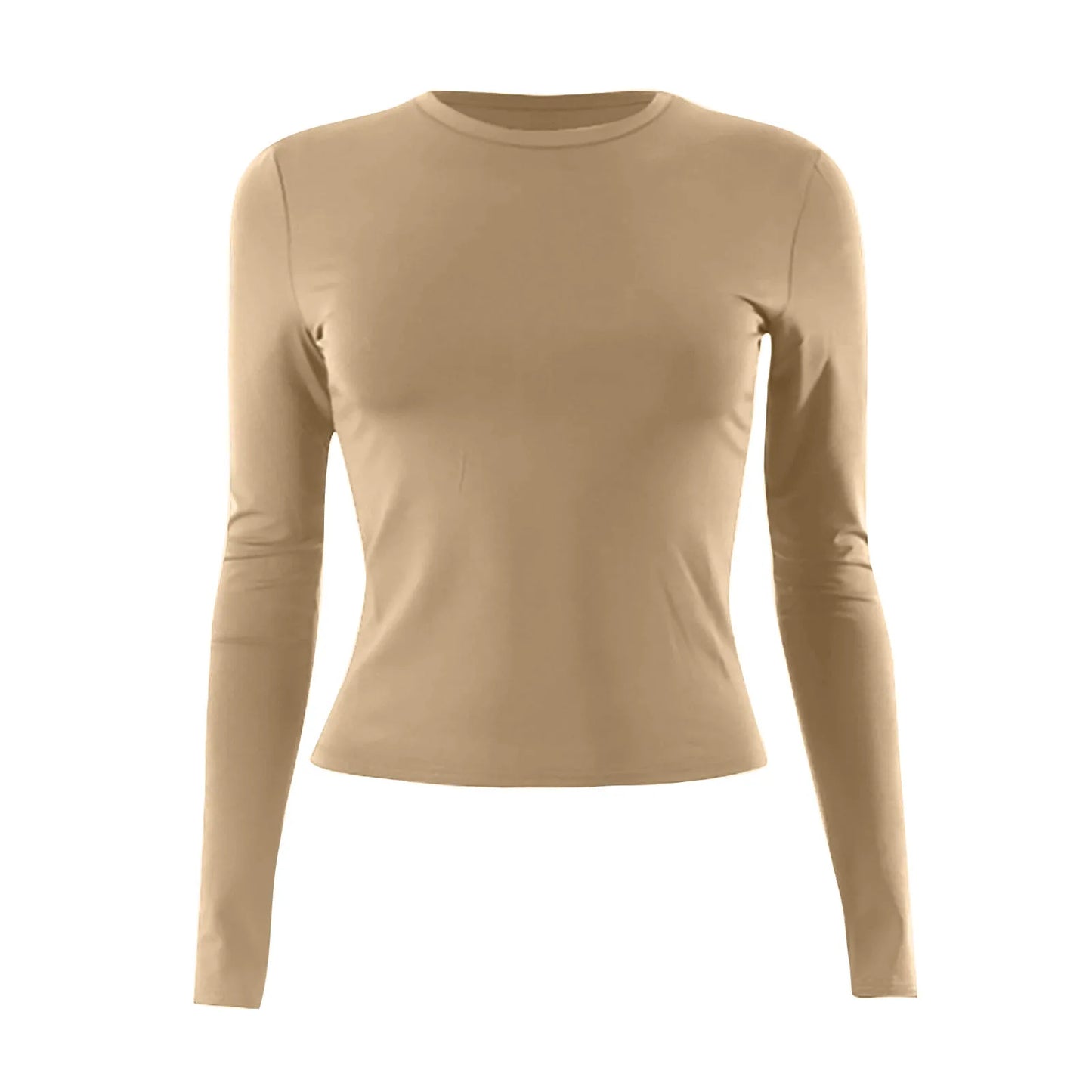 Cotton O Neck Long Sleeve Sexy Cropped Tops