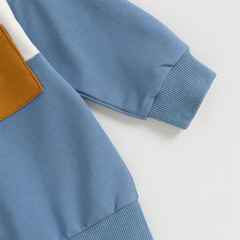 0-3Years Baby Boy 2Pcs Autumn Pants Set, Contrast Color, Long Sleeve Crew Neck