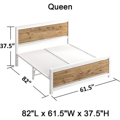 White Bed Bases and Frames Under Bed Storage Mattress Foundation No Box Spring Needed Frame & Headboard