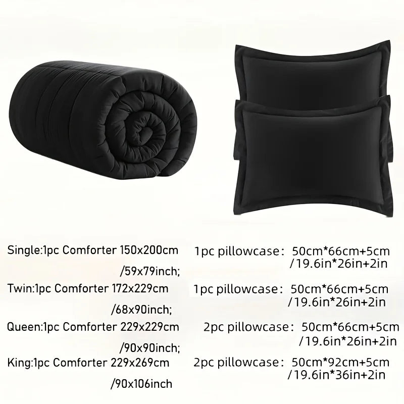 Full Size Soft Breathable All Seasons Bedding with 2/3 pcs,1 Comforter And 1/2 Pillow Shams Machine Washable