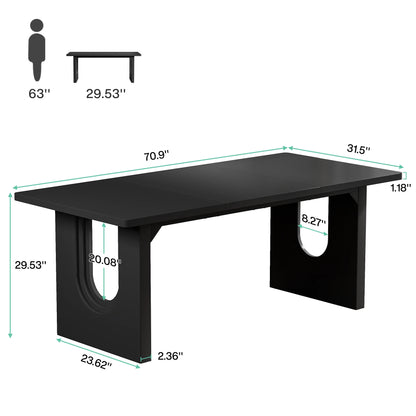 71" Large Kitchen Dining Table with Wood Pedestal Base, Seats 6-8