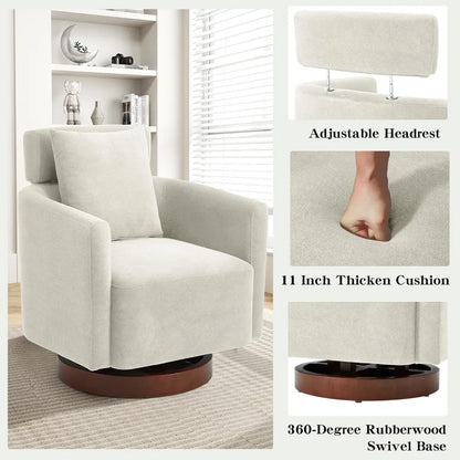 Set of 2 Swivel Barrel Chair with Adjustable Backrest