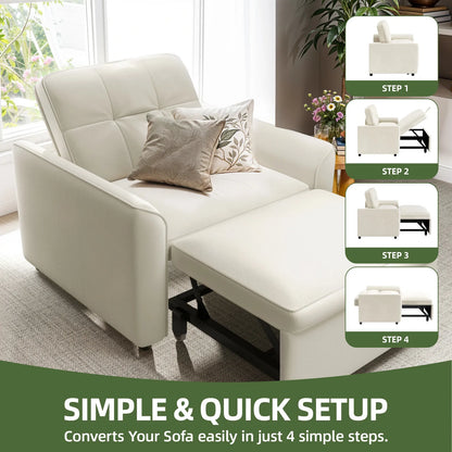 3-in-1 Convertible Velvet Fabric Chair with Button Tufted Backrest