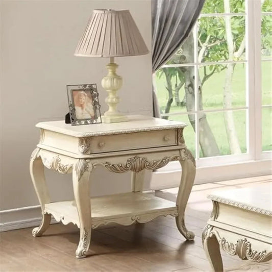 1 Drawer Wooden End Table with Bottom Shelf