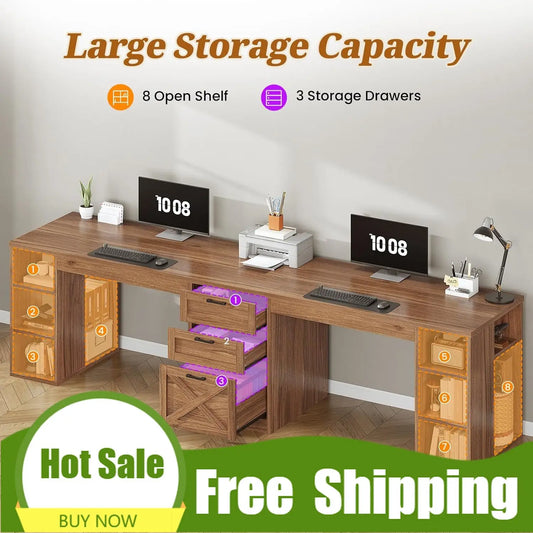 96.5" Computer Desk with Drawers