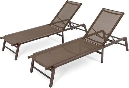 2 Foldable Patio Lounge Chairs