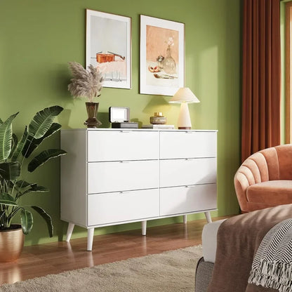 6 Drawer, 47.24'' Wide Wood Dresser with Sturdy Metal Handle