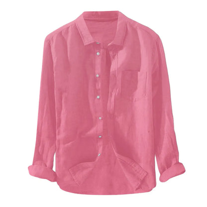 Plus Size Shirts For Men, Baggy, Solid Color, Button Blouse With Pockets