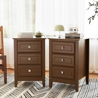 Set 2, 18.54" W Nightstand with Charging Station, 3 Drawer side stands,