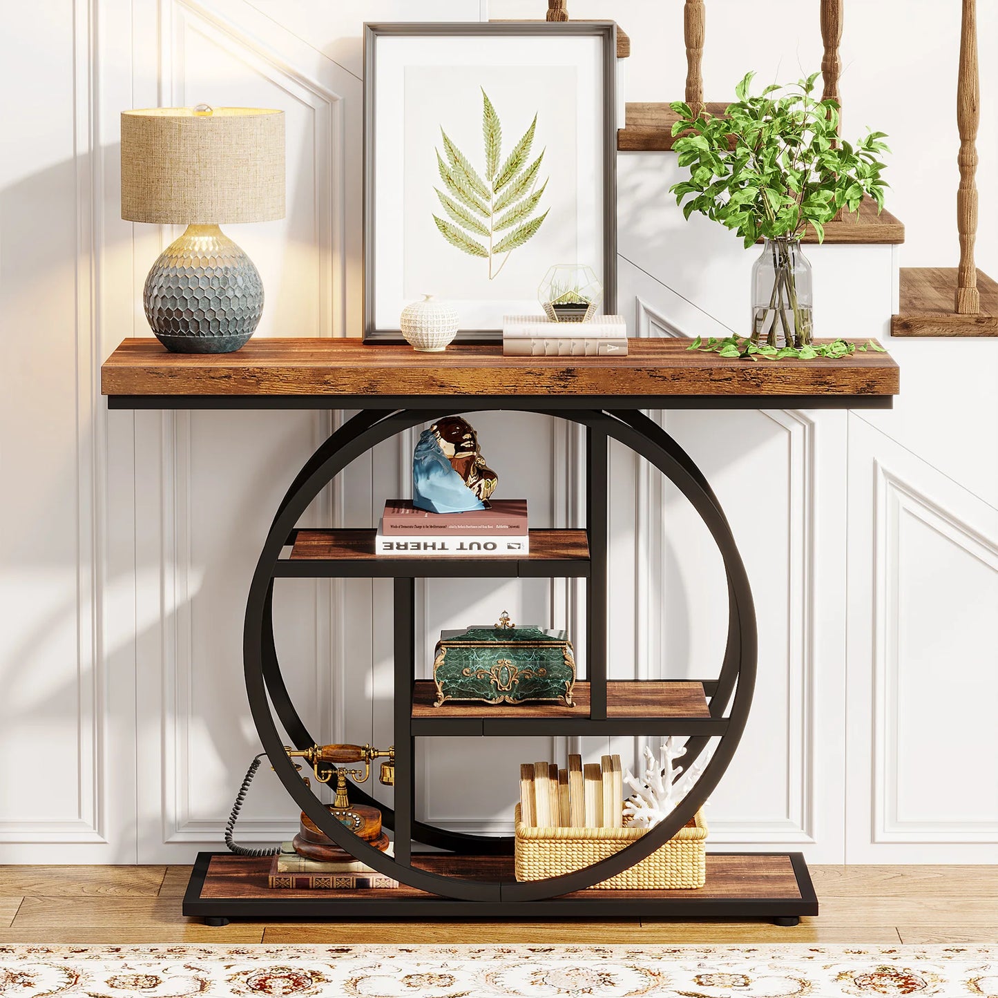 4-Tier Entryway Table, 41.3-Inch Industrial Sofa Table for Living Room, Foyer Hallway Table for Entrance