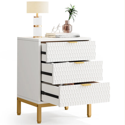 25.78" Tall Bedside Table with 3 Drawers