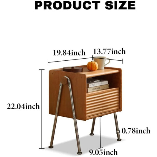 100% Solid Cherry Wood  Seat side Table with Drawer & Storage