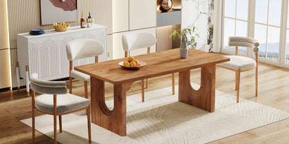 71" Large Kitchen Dining Table with Wood Pedestal Base, Seats 6-8