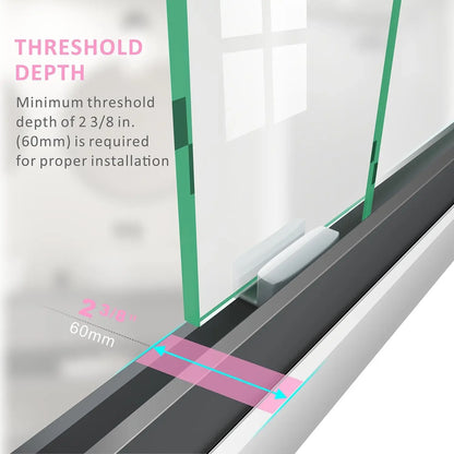 48 Inch Glass Shower Door with 1/4" (6mm) Clear SGCC Tempered Glass, 44-48 in.W x72 in.H