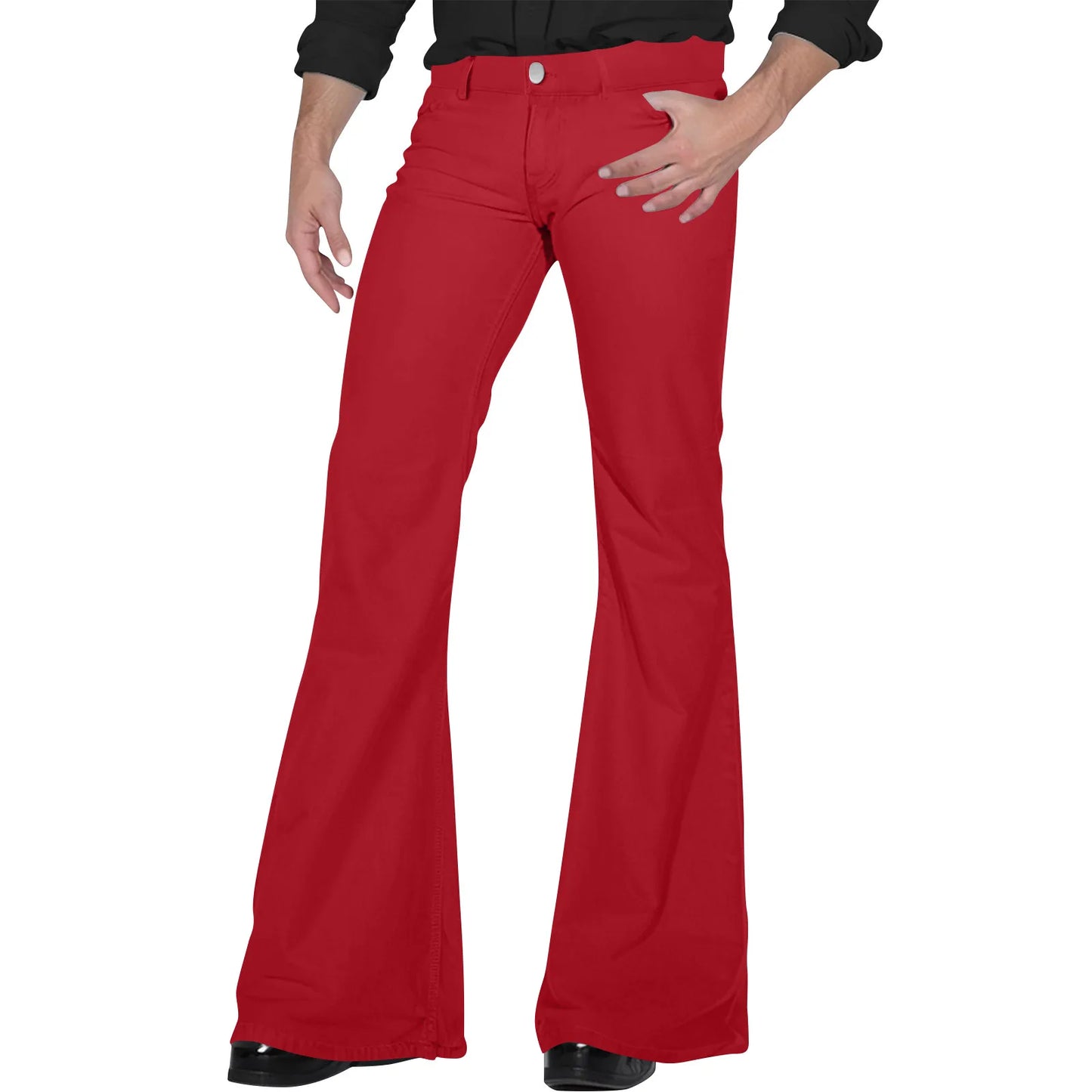 Men's Flare Pants, Solid Color, Daily Simple Classic Trousers, Mopping Bottoms, Disco Flared