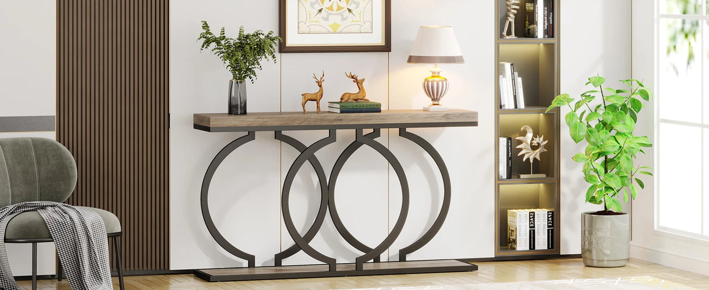 55 inch Gold Console Faux Marble Entryway Table
