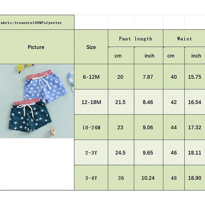 6MO-4Y Boys Independence Day Drawstring Star Print Swim Trunks