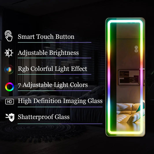 Dimming & 7 Color Changing Lighting, Wall Mounted Mirror