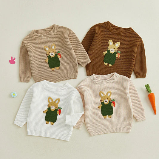 Toddler/Baby Pullover Sweater, Casual Easter Bunny Embroidery