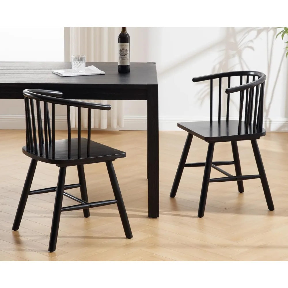 Set of 2 Farmhouse Spindle Dining Room Chairs with Arms/Wide Curved