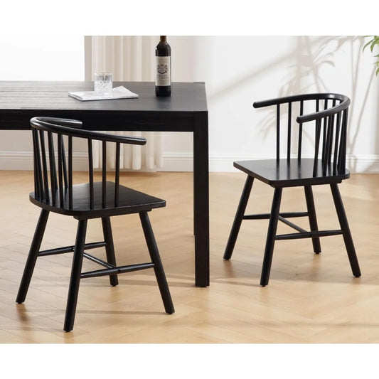 Set of 2 Farmhouse Spindle Dining Room Chairs with Arms/Wide Curved