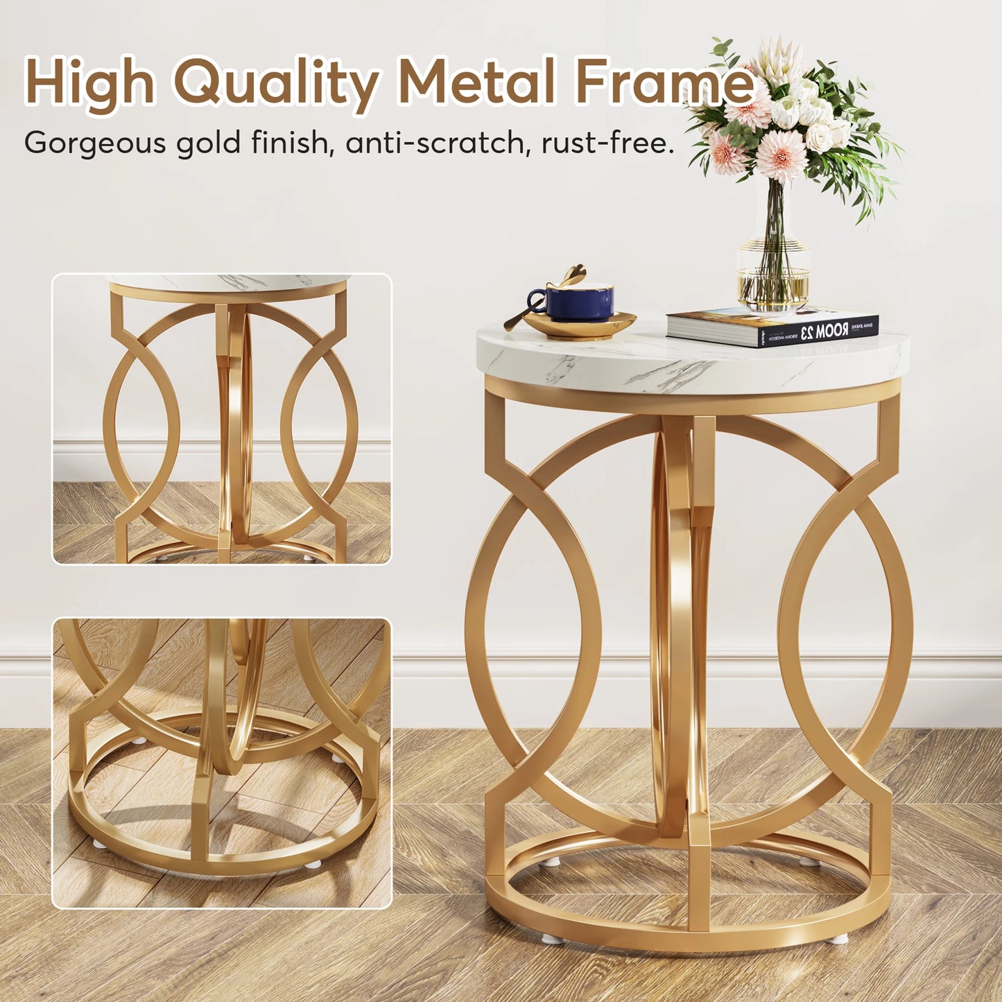 20“ Side Table with Unique O-Shaped Base