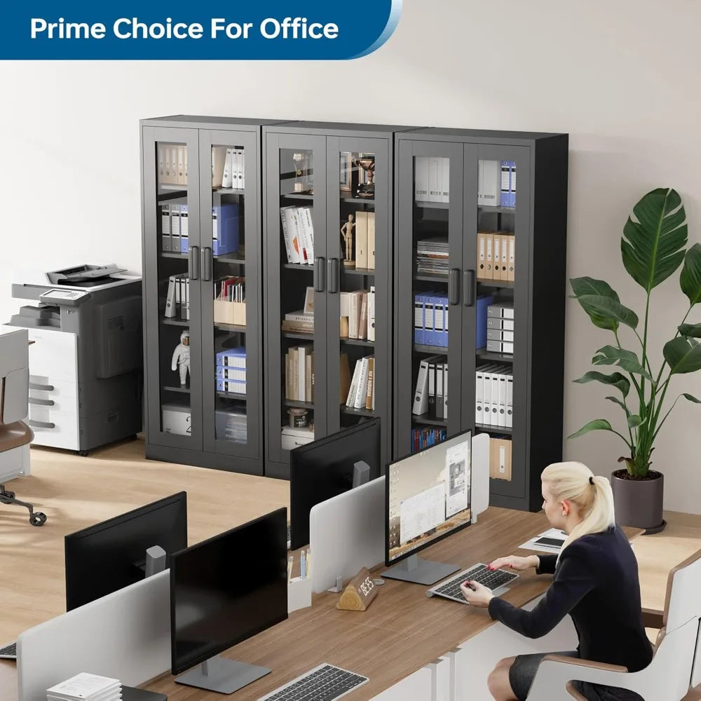 67 Inches Curio Cabinet with 4 Adjustable Shelves,Tempered Glass Display Case