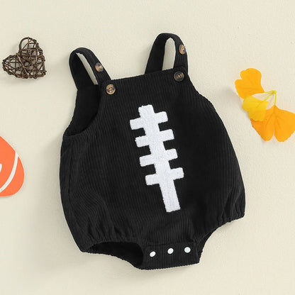 0-12M Unisex Baby Overalls, Sleeveless, Football Embroidery, Rompers
