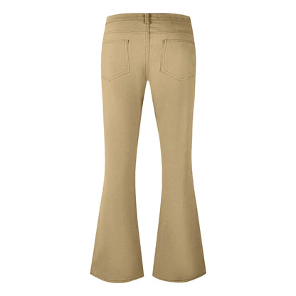 Men's Flare Pants, Solid Color, Daily Simple Classic Trousers, Mopping Bottoms, Disco Flared