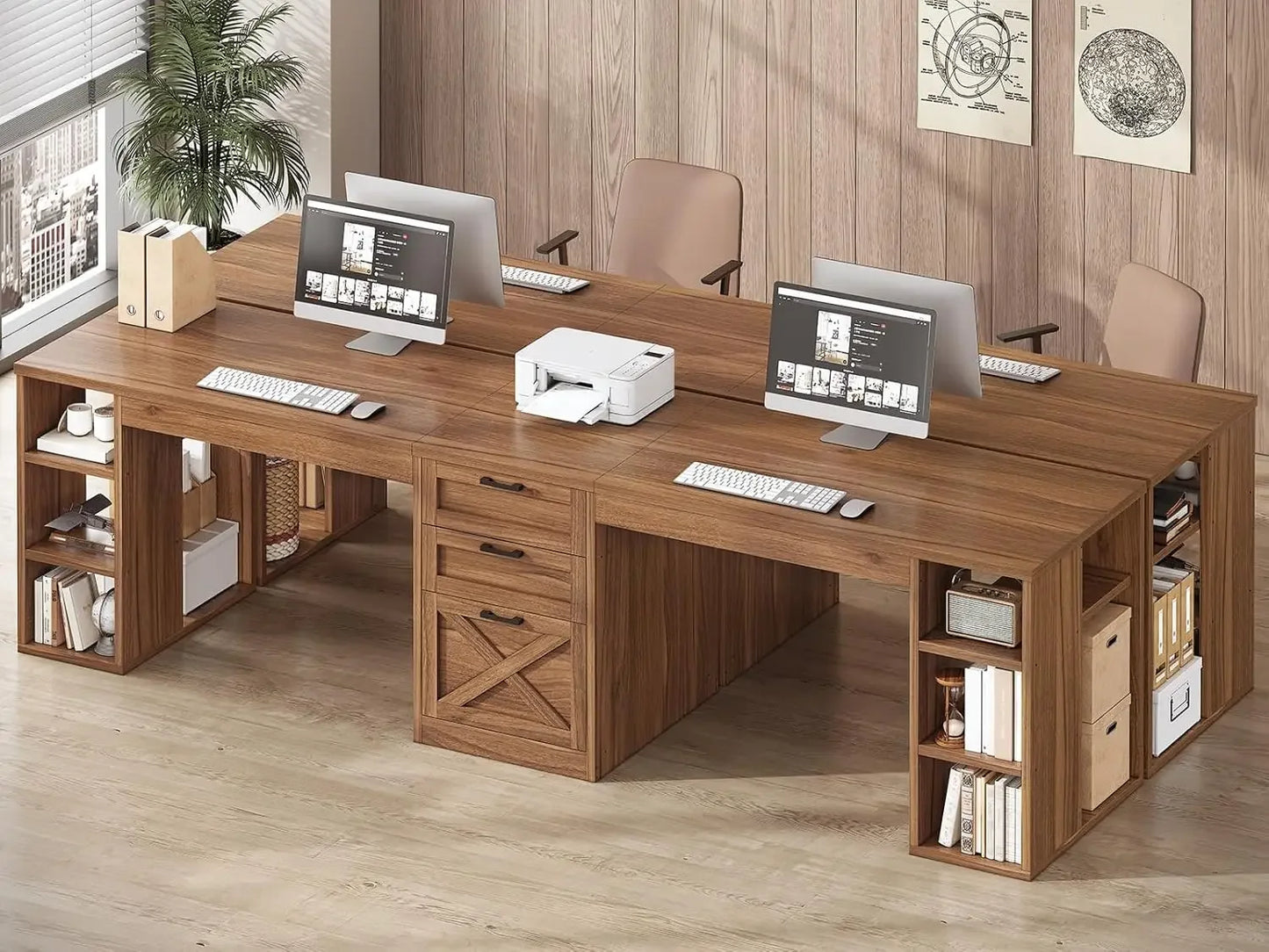 96.5" Computer Desk with Drawers
