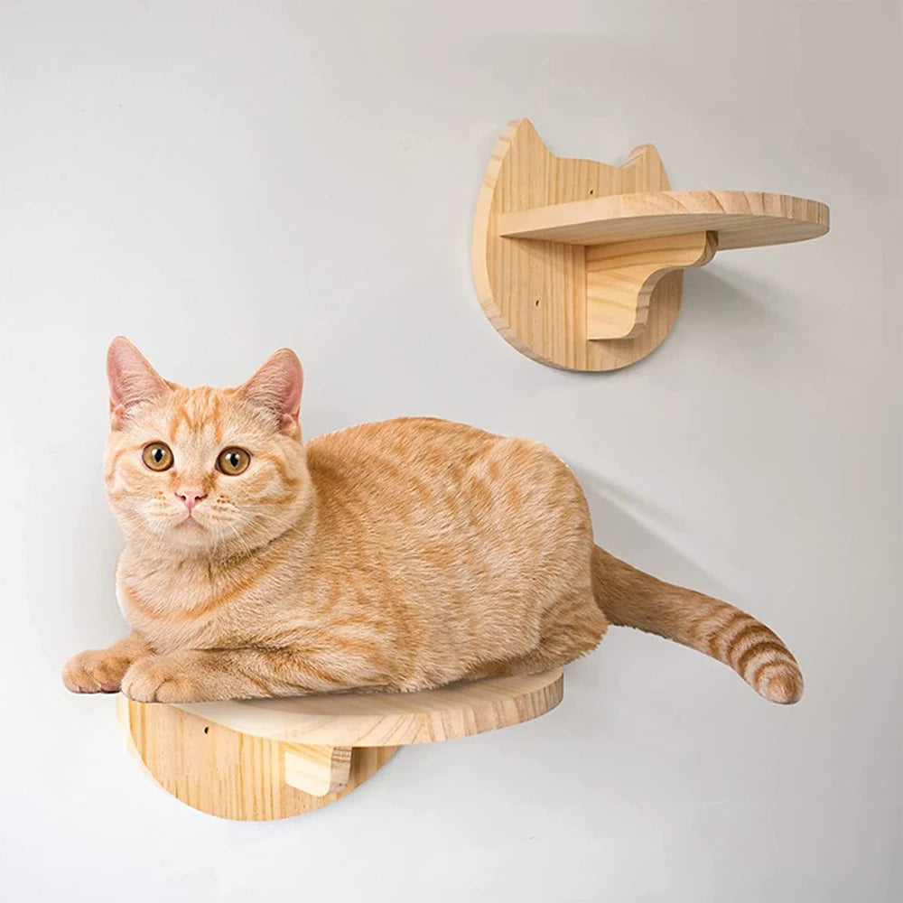 Cat Climbing Shelf Wall, Mounted Four Step Stairway With Sisal Scratching Post For Cats, Tree Tower Platform Jumping Pet Furniture
