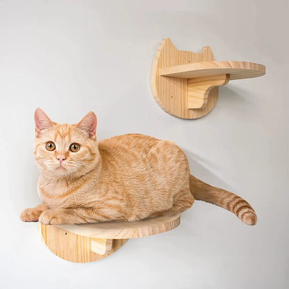 Cat Climbing Shelf Wall, Mounted Four Step Stairway With Sisal Scratching Post For Cats, Tree Tower Platform Jumping Pet Furniture
