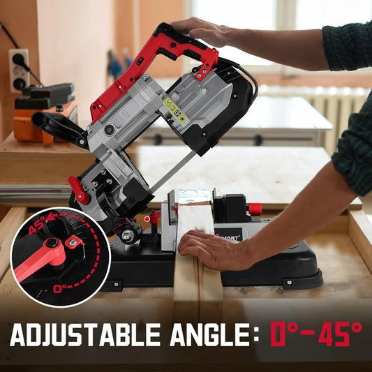 Portable Metal Band Saw with Removable Alloy Steel Base, 10Amp 1100W Motor 5-Inch Deep Cut