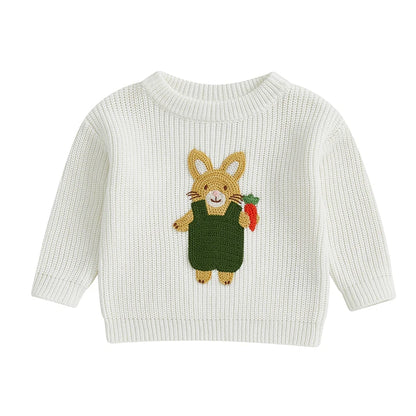 Toddler/Baby Pullover Sweater, Casual Easter Bunny Embroidery