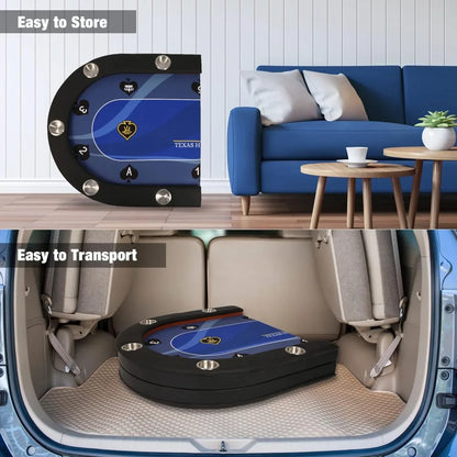 84”Texas Hold’em Foldable Poker Table for 10 Player with Stainless Steel Cup Holders and Padded Rails