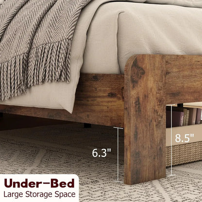 Wood Platform King Bed Frame with Headboard and Wood Slat Support, Noise-Free,Easy Assembly, No Box Spring Needed