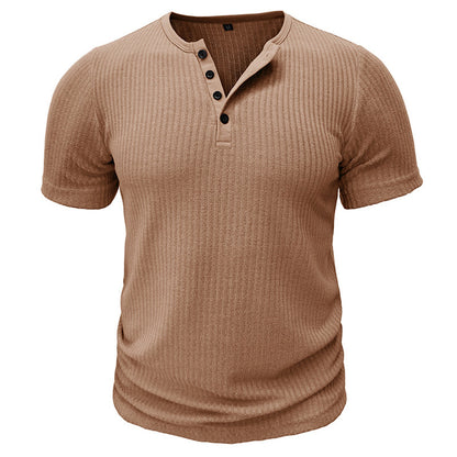 Muscle Slim Fit Short Sleeve T-shirt, V-neck Collar