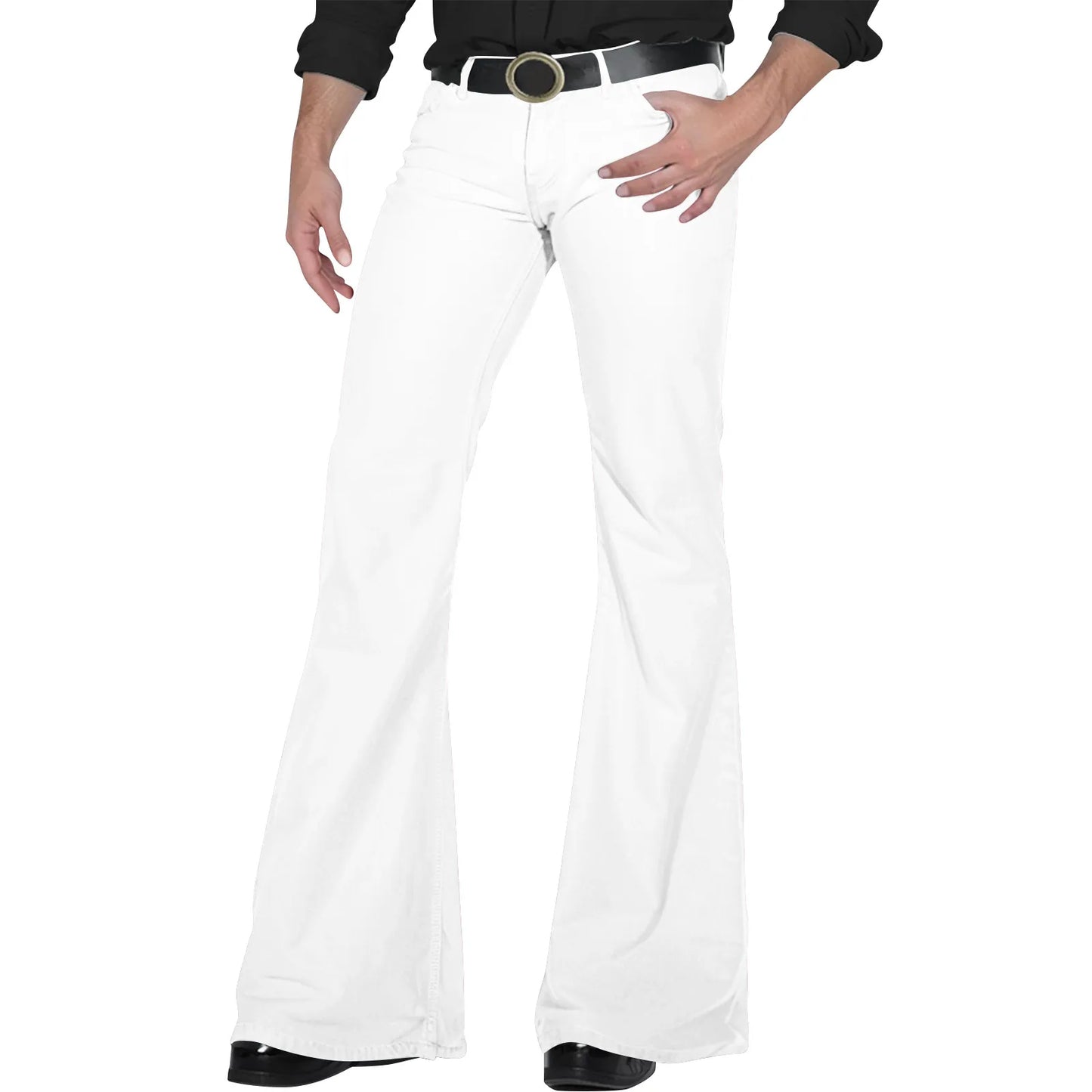 Men's Flare Pants, Solid Color, Daily Simple Classic Trousers, Mopping Bottoms, Disco Flared