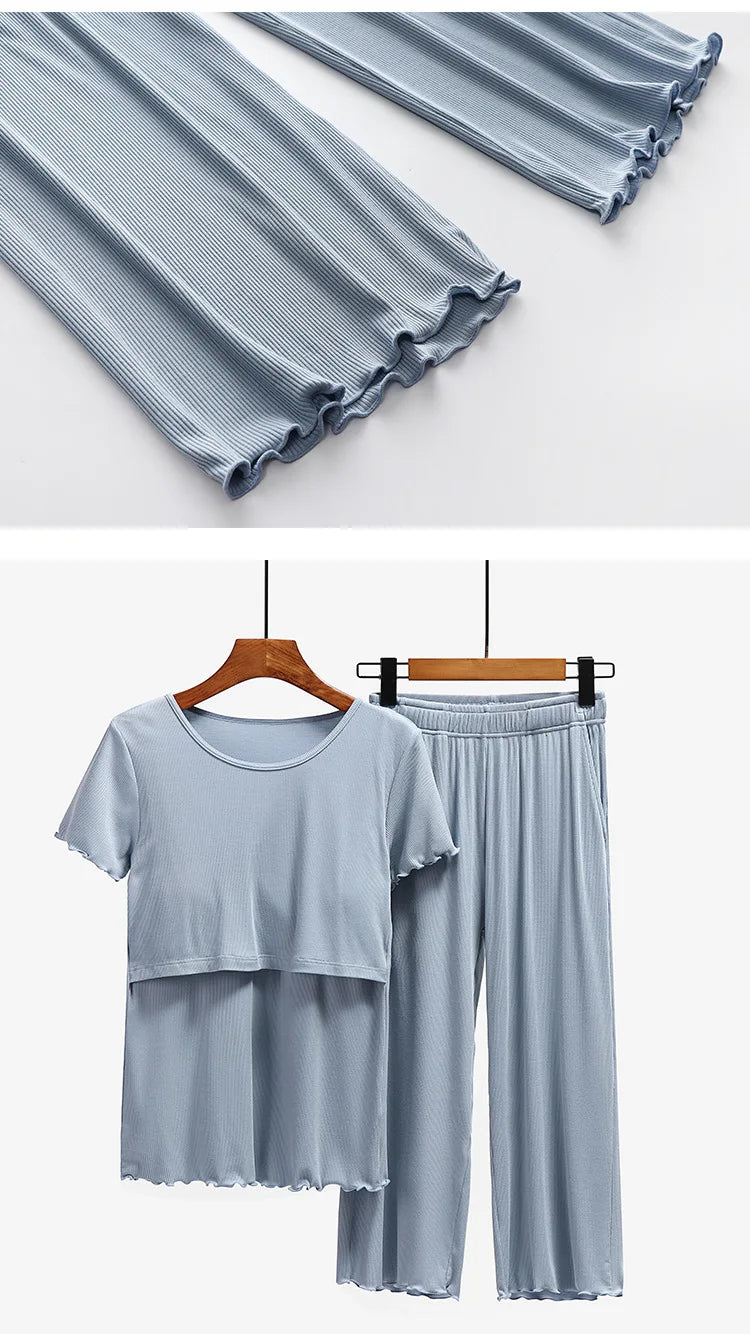 Maternity Nursing Sleepwear Set, Breastfeeding Nightwear