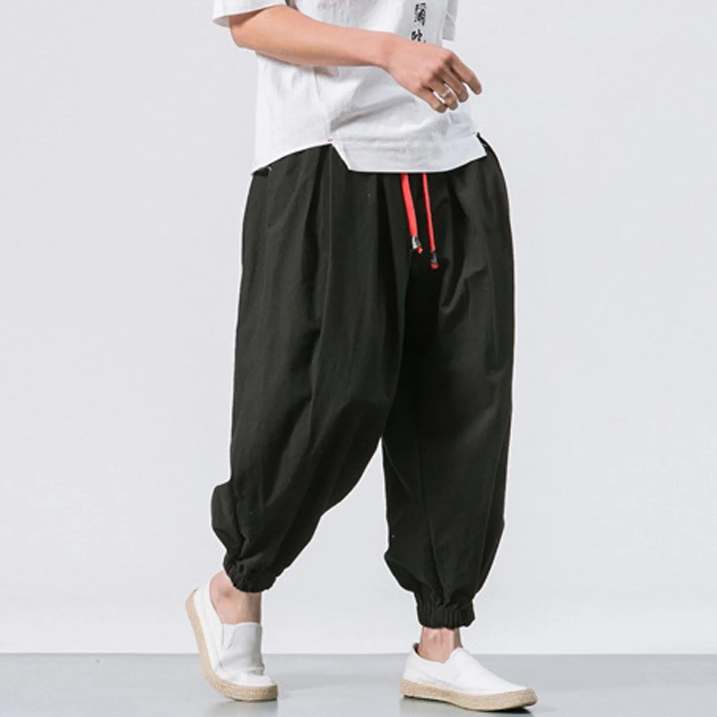 Oversize Loose Harem Pants, Chinese Linen, Overweight Sweatpants