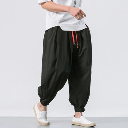 Oversize Loose Harem Pants, Chinese Linen, Overweight Sweatpants
