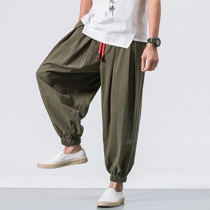 Oversize Loose Harem Pants, Chinese Linen, Overweight Sweatpants