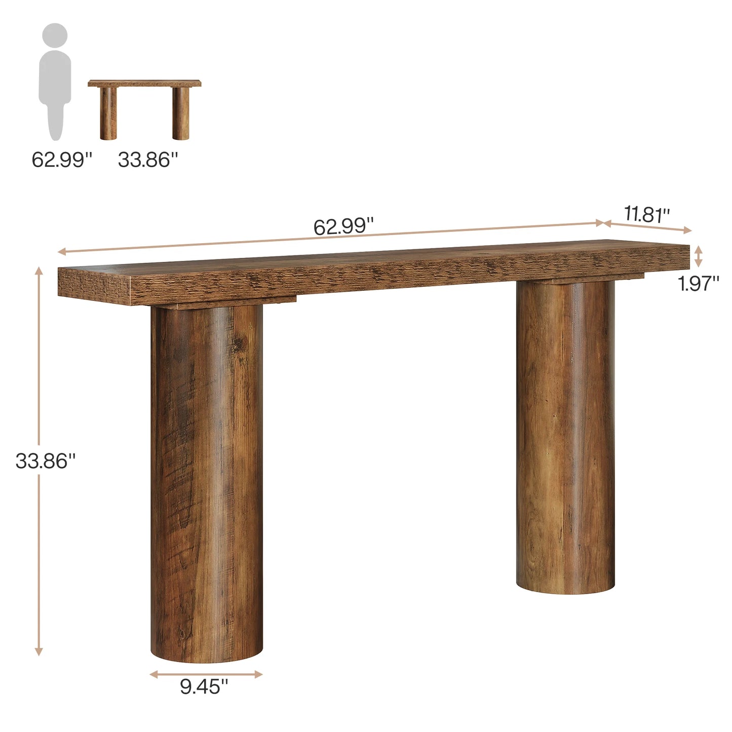 63" Farmhouse Narrow Table