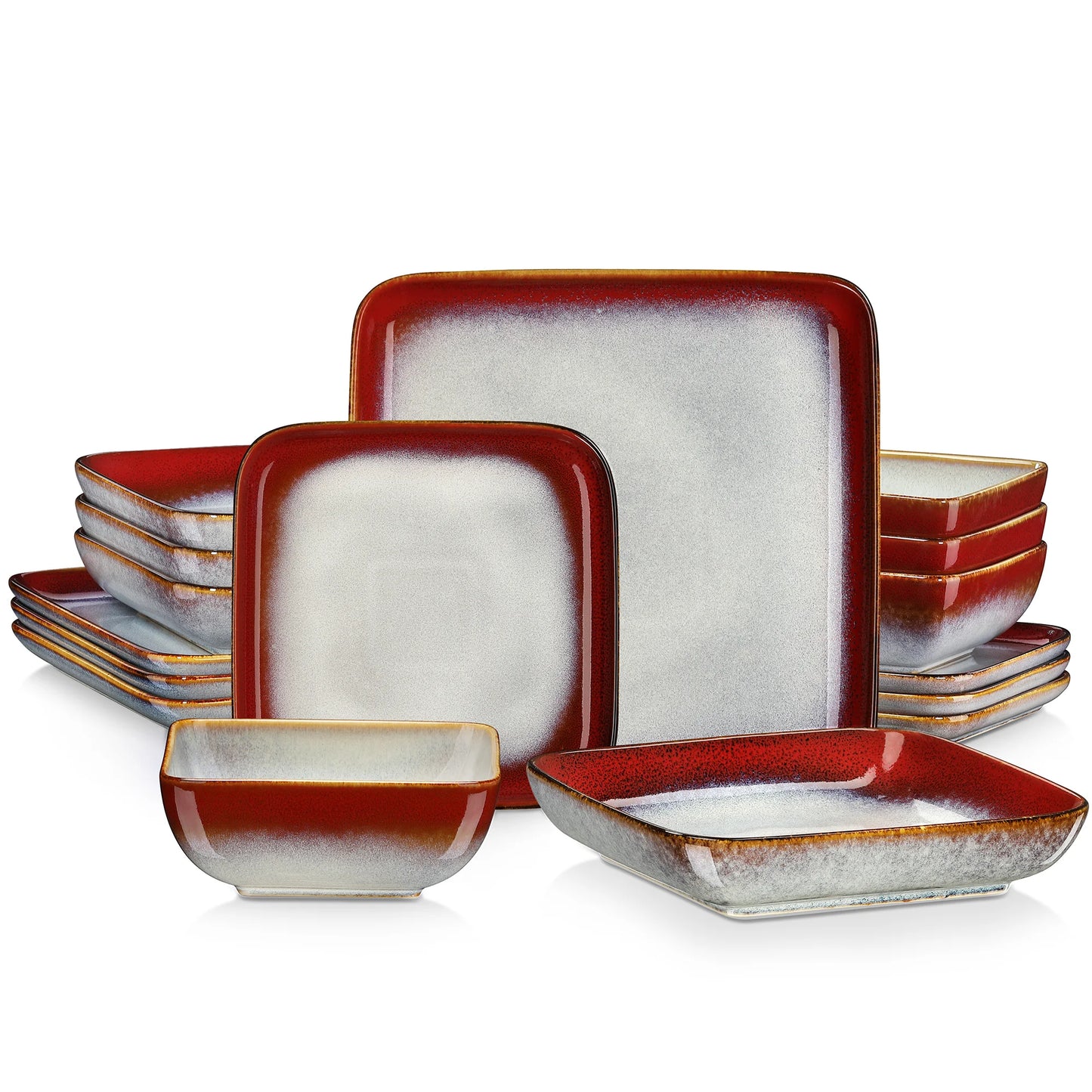 16 Pieces Kitchen Dinnerware Ceramic Crockery Set for 4 Person