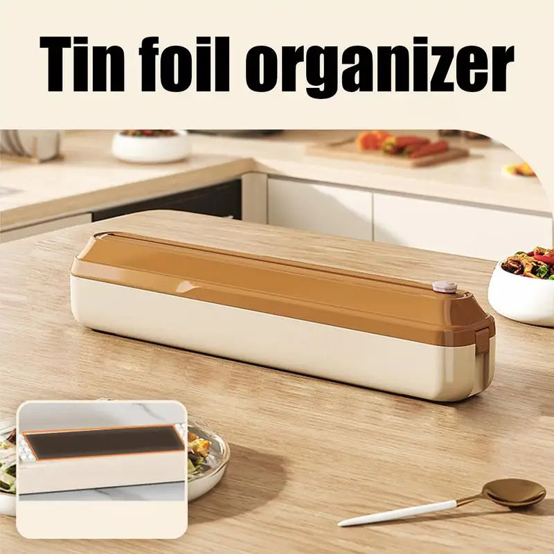 Magnetic Wrap Dispenser With Cutter Refillable Food Wrap Storage Dispenser Kitchen Food Cling Sliding Cutter For Home Kitchen